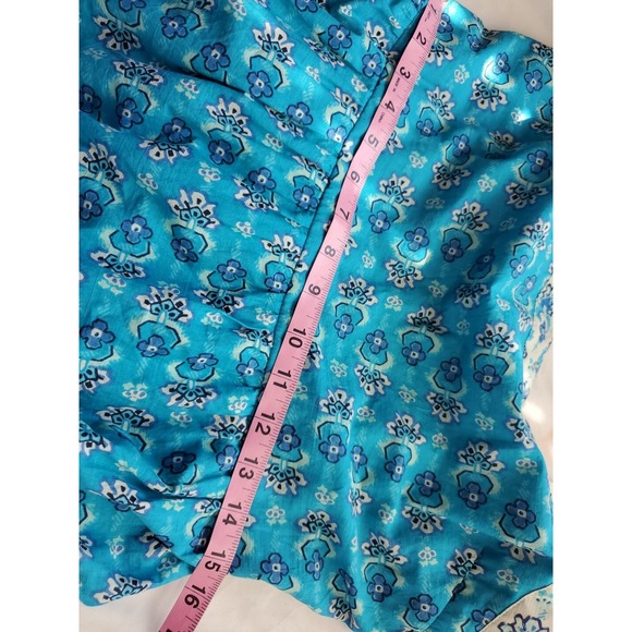 Harlow & Rose Sun Dress Women's Large Blue Floral Fit & Flare Sleeveless Cotton - Picture 6 of 7